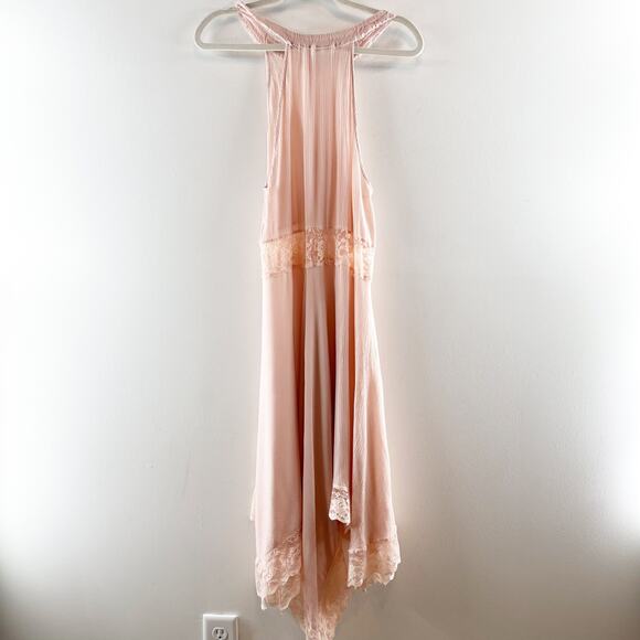 Intimately by Free People Sleeveless Halter Neck Hi-Low Midi Dress Light Pink M - Picture 4 of 9